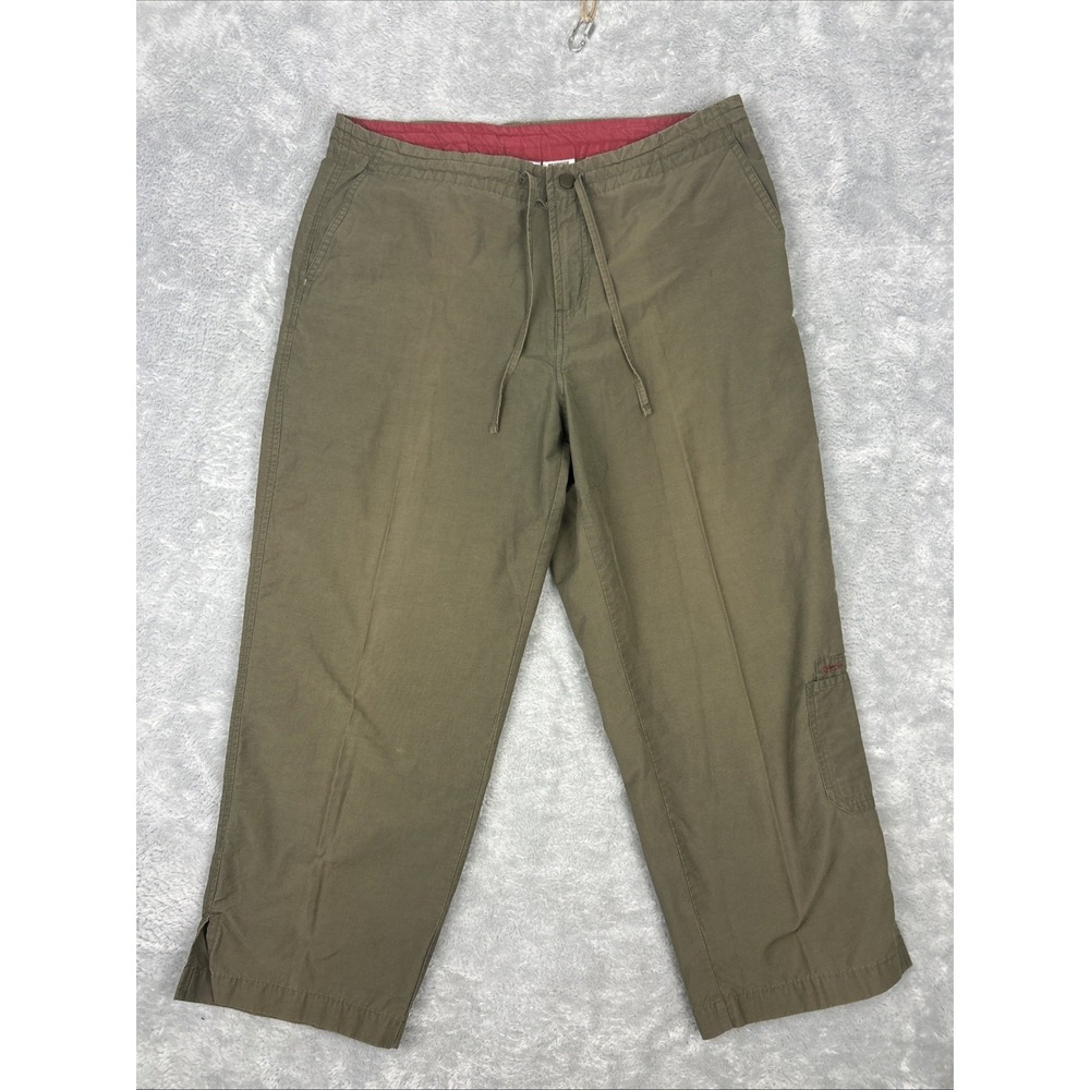 Vtg Columbia Women's Capri Cargo Pants Sz Large Performance Hiking Olive Green